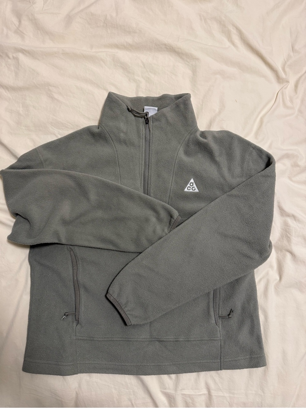 Nike ACG Olive Gray Quarter-Zip Fleece Pullover